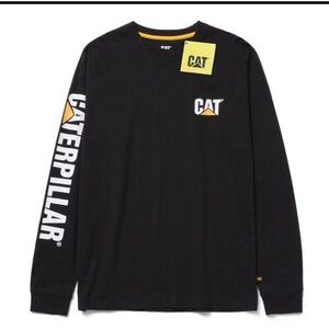 Caterpillar Tee Shirt Trademark Banner Long Sleeve Apparel Accessories Cotton